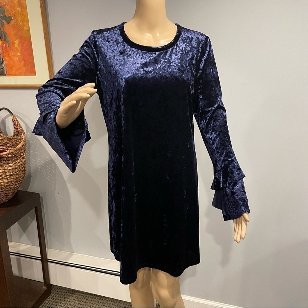 Mika and Gali NWT party dress M midnight sapphire blue velvet - Picture 3 of 12
